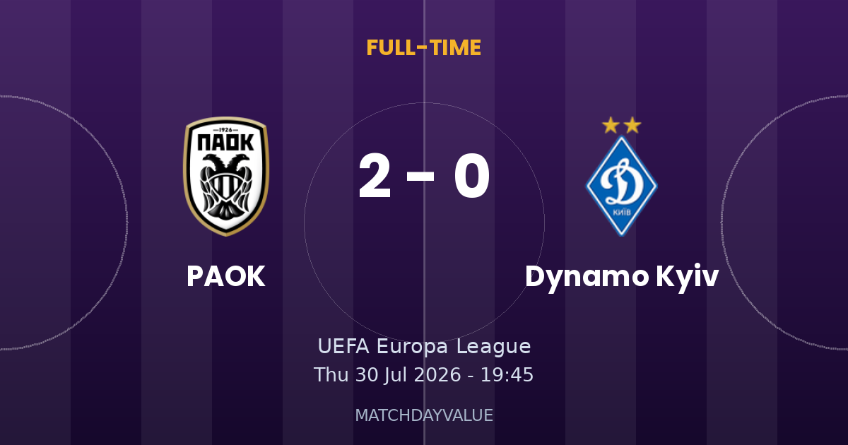 PAOK vs Dynamo Kyiv - FULL-TIME