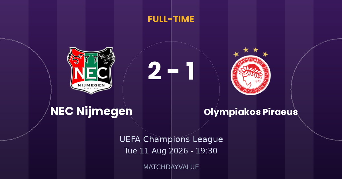 NEC Nijmegen vs Olympiakos Piraeus - FULL-TIME