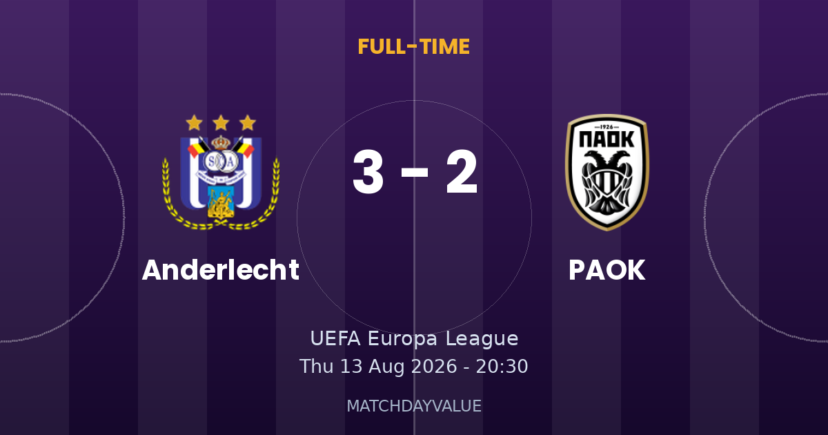 Anderlecht vs PAOK - FULL-TIME